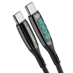 Blitzwolf kabel usb-c do usb-c blitzwolf bw-tc23, z zaslonom, 100 W, 1,8 m (črn)