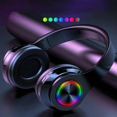 Bluetooth 5.0 brezžične LED RGB igralne slušalke + mikrofon črne