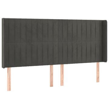 Vidaxl Vzglavje z ušesi temno sivo 163x16x118/128 cm žamet