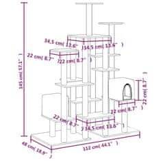 Vidaxl Mačje drevo s praskalniki iz sisala krem 145 cm