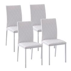 HOMCOM HOMCOM Komplet 4 stolov za jedilnico ali dnevno sobo z oblazinjenim sedežem in oblazinjeno belo usnje, 41x50x91 cm