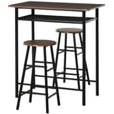 HOMCOM HOMCOM Visoka miza z dvema stoloma za kuhinjo, dnevno sobo, bar, jekleni okvir z naslonom za noge in polico