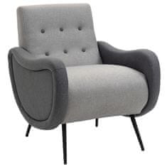 HOMCOM HOMCOM Moderni fotelj za spalnico ali dnevno sobo, oblazinjen fotelj iz sive tkanine in kovine, 72x81x86cm