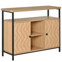 HOMCOM večnamenska moderna kredenca z dvemi vrati in odprtimi predali iz MDF in kovine, 100x35x80 cm
