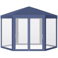 OUTSUNNY sodoben in vsestranski
šesterokotni vrtni gazebo iz
tkanine in kovine 195×245cm modra bela