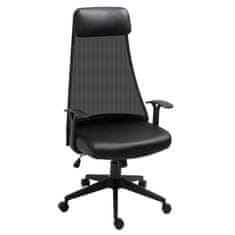 VINSETTO pisarniški stol ergonomski vrtljivi pisarniški stol z nastavljivo višino v
črnem usnju in tkanini