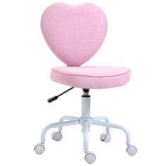 HOMCOM pisarniški stol v obliki srca s
5 vrtljivimi kolesi in
nastavljivo višino, prevlečen z rožnatim platnom,
40x50x79-89 cm