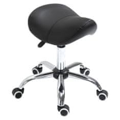 HOMCOM HOMCOM sedlasti delovni stol s kolesi in nastavljivo višino za frizerske in tetovatorske salone, 52x53x49-61 cm, črn