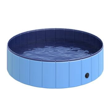 PAWHUT zložljiv plastični bazen za pse s stabilnim robom za hišne ljubljenčke modre
barve 120 x 30 cm (øxh)