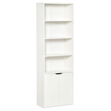 HOMCOM HOMCOM Moderna knjižna omara s 4 policami in 2 vrati, večnamensko pohištvo za dnevno sobo, pisarno in kabinet, 59x29x180cm, bela