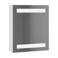 HOMCOM stenska omarica za kopalnico z enimi vrati, ogledalom in LED-lučmi | 2 notranji polici | MDF bela (60 x 50 x 15cm)