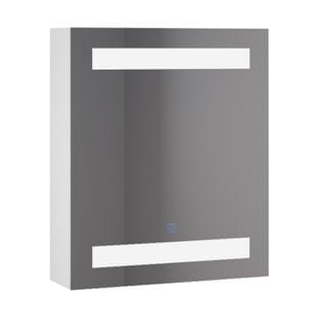 HOMCOM HOMCOM stenska omarica za kopalnico z enimi vrati, ogledalom in LED-lučmi | 2 notranji polici | MDF bela (60 x 50 x 15cm)