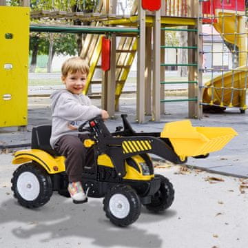 HOMCOM traktor na pedala z buldožerjem, igrača za otroke, stare 3 leta,
rumena in črna barva,
114x41×52cm