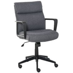 VINSETTO ergonomski pisarniški stol iz tkanine, vrtljiv za 360°, z nasloni za roke in nastavljivo višino, siv, 61x71x95- 105cm