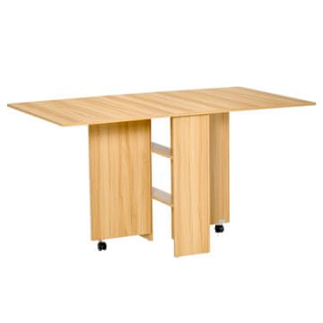 HOMCOM HOMCOM jedilna miza zložljiva miza sodobna zasnova kolesa police 140 × 80 × 74 cm