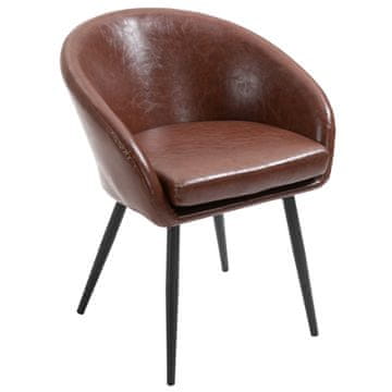 HOMCOM Vintage stil oblazinjen stol za dnevno sobo z nasloni za roke, kovinskimi nogami, 61x58x74cm, rjav