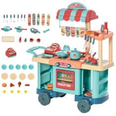 HOMCOM homcom kuhinjska igrača za otroke od 3 do 6 let, restavracija s kavarno in 50 dodatki, 79,5 x 33 x 90,5 cm
