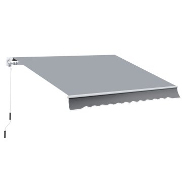 OUTSUNNY Ročna spuščalna tenda za vrata in okna, aluminij in poliester proti UV- žarkom, 295x245cm, siva