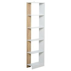 HOMCOM lesena stenska knjižna omara s 5 policami, 45 x 21 x 170 cm, beljen hrast