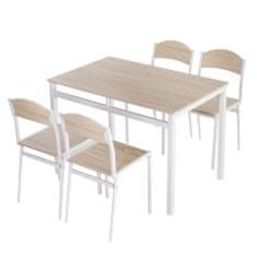 HOMCOM HOMCOM Komplet lesene jedilne mize in 4 stolov iz kovine in MDF, bela
