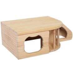 PAWHUT hišica za igro za glodavce in male živali iz naravnega jelovega lesa, dodatek za
kletko, 60x37x19,7 cm