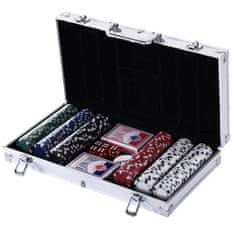 HOMCOM Profesionalni aluminijasti poker kovček, poker set s 300 žetoni in 2 kompleta za Texas Hold'em in Blackjack