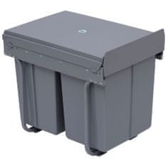 HOMCOM HOMCOM Odstranljiv koš za smeti s 3 posodami za recikliranje, skupna prostornina 40 l, 48x34,2x41,8 cm, siva