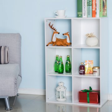 HOMCOM HOMCOM Bela knjižna omara za dom in pisarno, sodobno oblikovana knjižna omara s 6 lesenimi predali, 91,5x29,5x61,5 cm