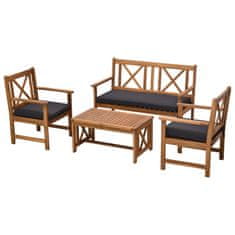 OUTSUNNY zunanji lounge iz akacijevega lesa | 4-delni set vrtnega pohištva: kavč, fotelji, mizica za kavo z blazinami