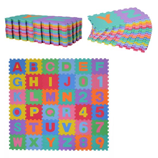 HOMCOM otroška sestavljanka 36
kosov, številke od 0 do 9 in 26 črk, mehka in
nedrseče