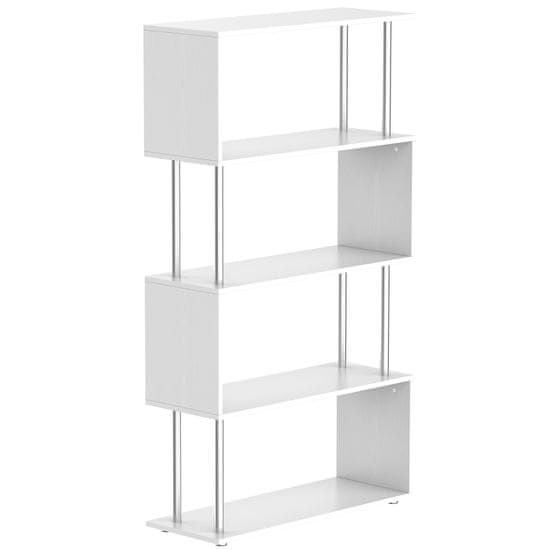 HOMCOM Knjižnica s štirimi policami
v sodobnem dizajnu iz lesa in kovine, knjižna polica za dnevno sobo, kabinet,
pisarna, 80x30x145cm bela