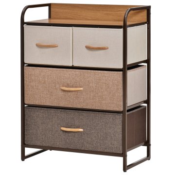 HOMCOM HOMCOM Komoda s 4 zložljivimi predali iz blaga in policami iz MDF, pohištvo za dnevno sobo, 58x29x78,5 cm, večbarvna