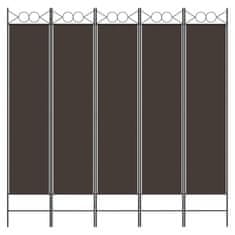 Vidaxl Paravan 5-delni rjav 200x200 cm blago