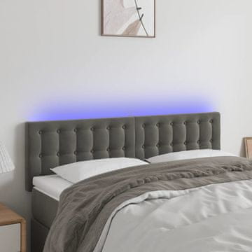 Vidaxl vidaXL Vzglavje postelje z LED diodo temno sivo 144x5x78/88 cm žamet