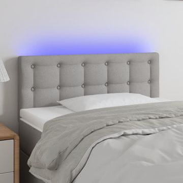 Vidaxl vidaXL Vzglavje postelje z LED svetlo sivo 100x5x78/88 cm blago
