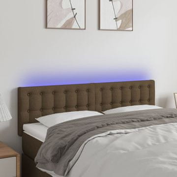 Vidaxl vidaXL Vzglavje postelje z LED diodo temno rjavo 144x5x78/88 cm blago