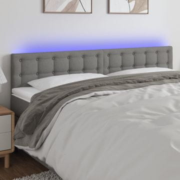 Vidaxl vidaXL Vzglavje postelje z LED diodo temno sivo 200x5x78/88 cm blago