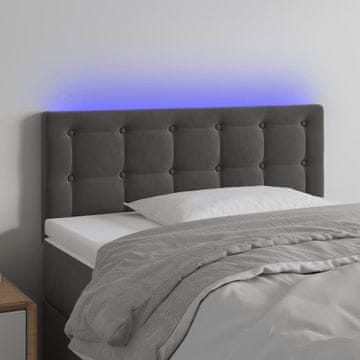 Vidaxl vidaXL Vzglavje postelje z LED diodo temno sivo 80x5x78/88 cm žametno
