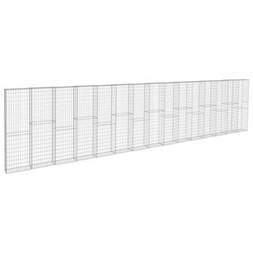 Vidaxl Gabionska stena s pokrovi pocinkano jeklo 900x50x200 cm
