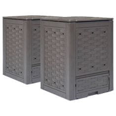 Vidaxl Vrtni kompostnik 2 kosa rjave barve 60x60x83 cm 600 L