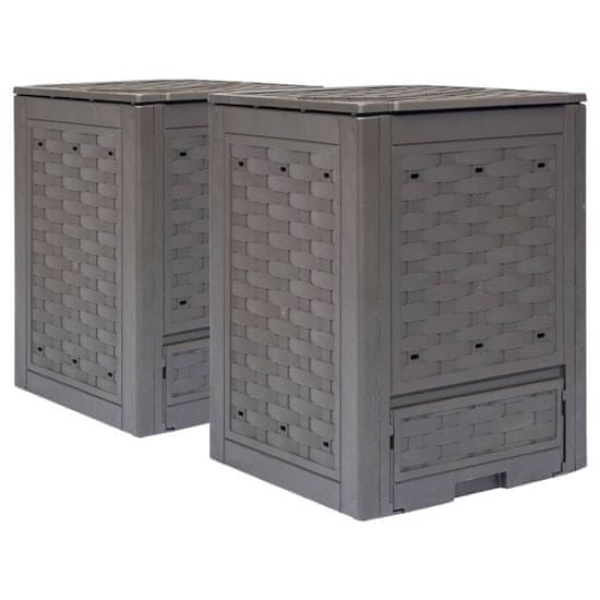 Vidaxl Vrtni kompostnik 2 kosa rjave barve 60x60x83 cm 600 L
