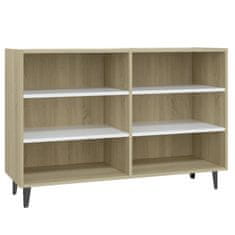 Vidaxl Komoda bela in sonoma hrast 103,5x35x70 cm iverna plošča