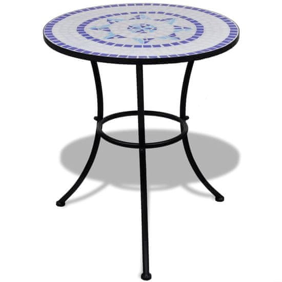 shumee Bistro miza modra in bela 60 cm mozaik