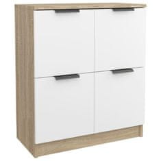 Vidaxl Komoda bela in sonoma hrast 60x30x70 cm konstruiran les