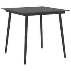 Vidaxl Vrtna jedilna miza črna 80x80x74 cm jeklo in steklo
