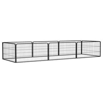 Vidaxl vidaXL Pasji boks, 8 panelov, črn, 100 x 50 cm, jeklo