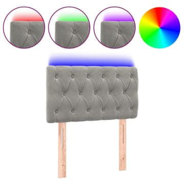 Vidaxl LED posteljno vzglavje svetlo sivo 80x7x78/88 cm žamet