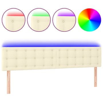 Vidaxl LED posteljno vzglavje krem 180x5x78/88 cm umetno usnje