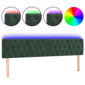 Vidaxl LED posteljno vzglavje temno zeleno 200x7x78/88 cm žamet