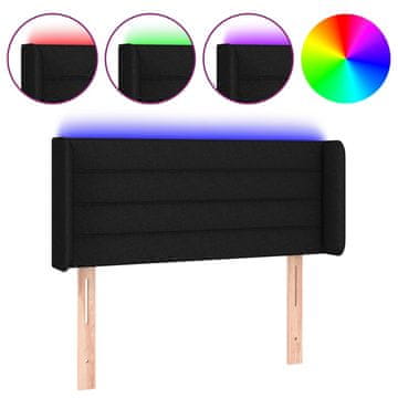 Vidaxl LED posteljno vzglavje črno 103x16x78/88 cm blago